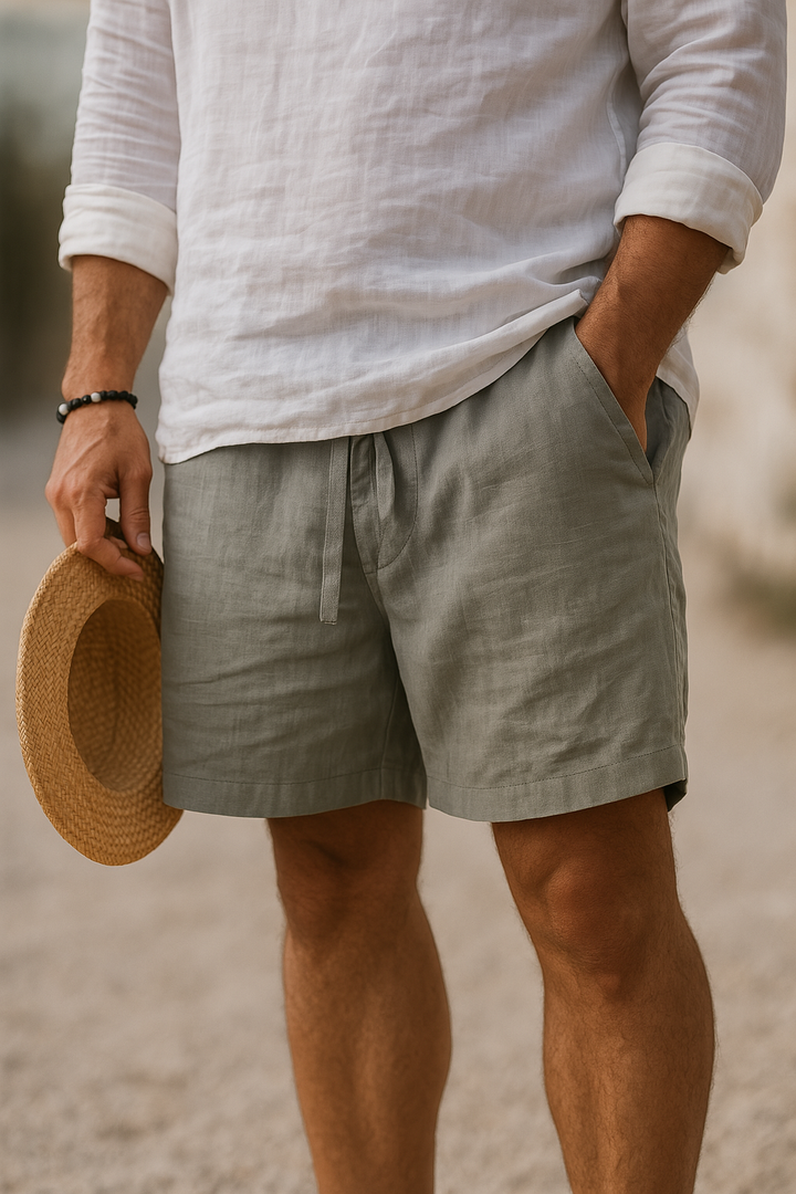 Men's Cotton-Linen Shorts - Lightweight & Breathable — Grey