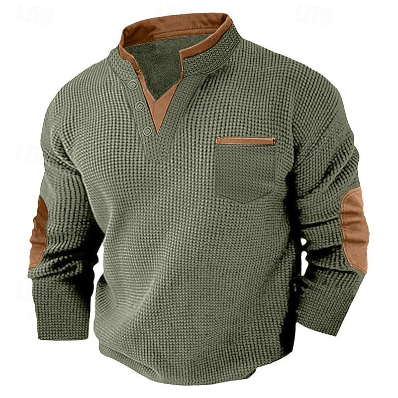 Harlan | Textured Long-Sleeve Henley Shirt