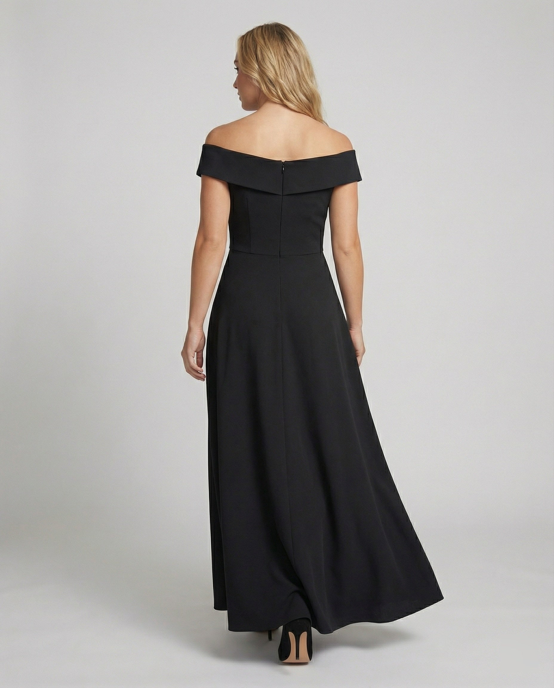 Abendkleid Damen mit Off-Shoulder-Ausschnitt und ausgestelltem A-Linien-Rock – Ondine