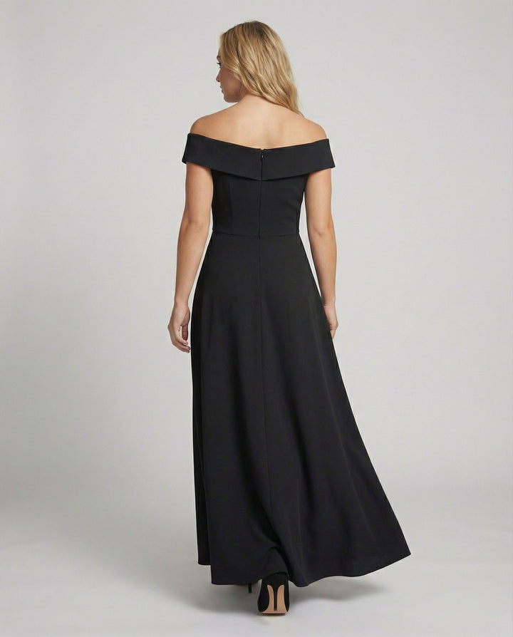 Abendkleid Damen mit Off-Shoulder-Ausschnitt und ausgestelltem A-Linien-Rock – Ondine