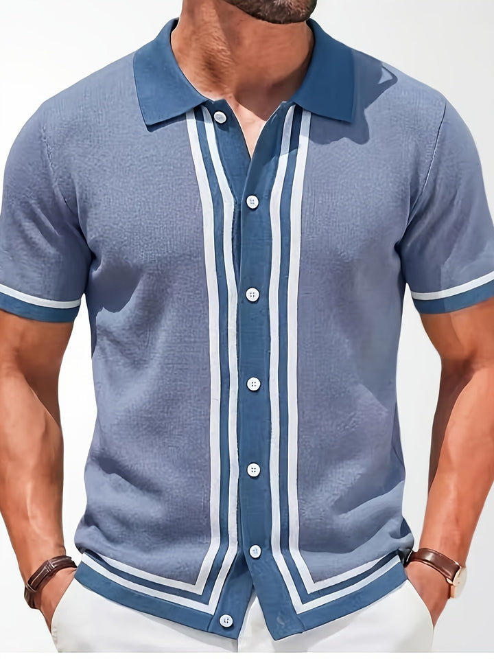 Malcolm | Retro Striped Short-Sleeve Polo Shirt