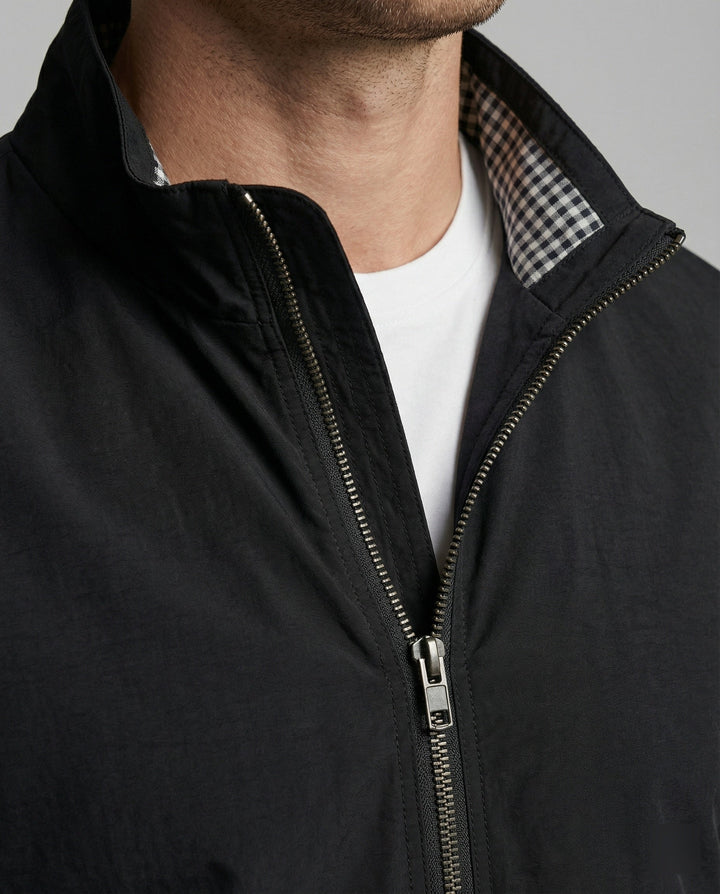Herrenjacke mit Hemdjacken-Kragen und Karofutter – Raffaele