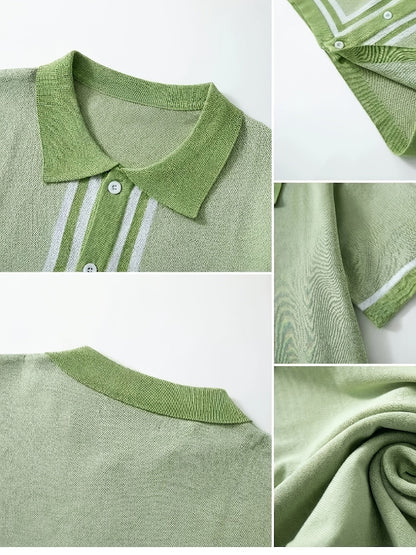 Malcolm | Retro Striped Short-Sleeve Polo Shirt