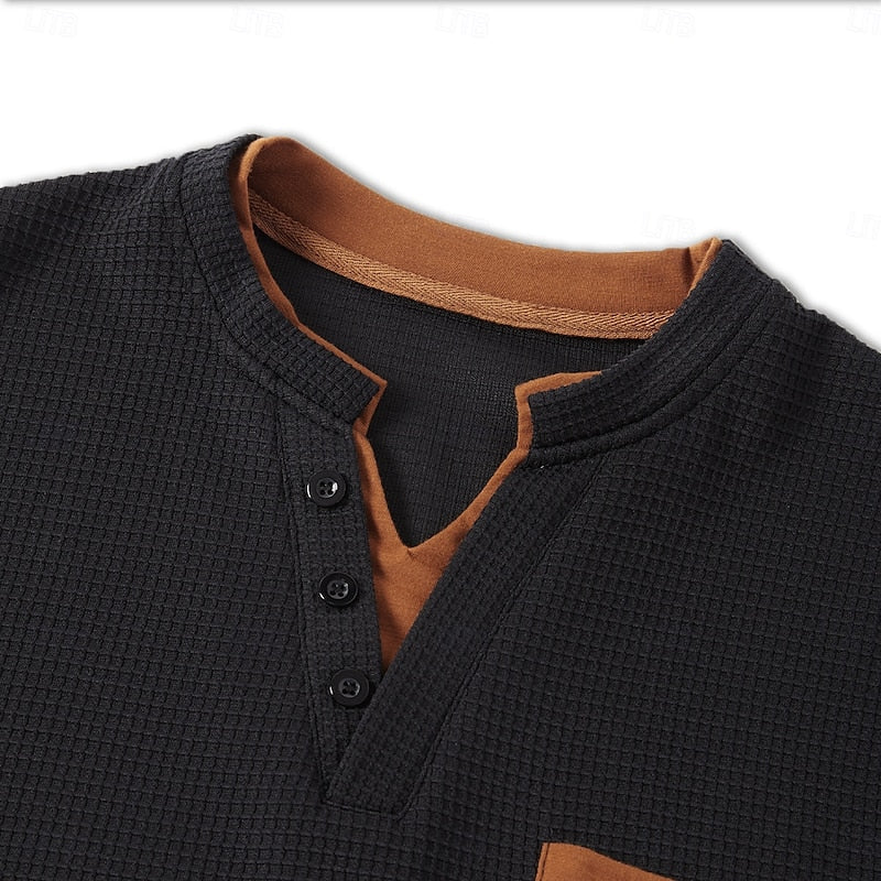Harlan | Textured Long-Sleeve Henley Shirt
