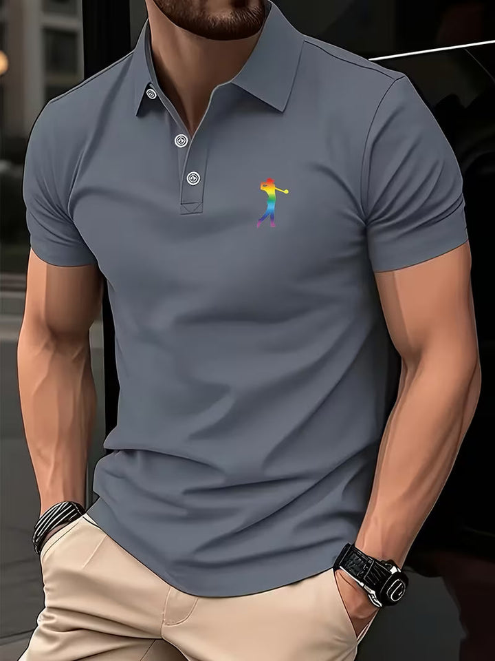 Men's Golf Print Short Sleeve Shirt - Casual Fit — Light Gre y