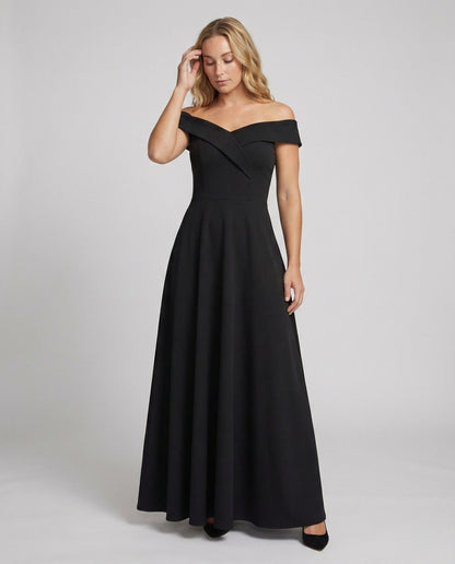 Abendkleid Damen mit Off-Shoulder-Ausschnitt und ausgestelltem A-Linien-Rock – Ondine