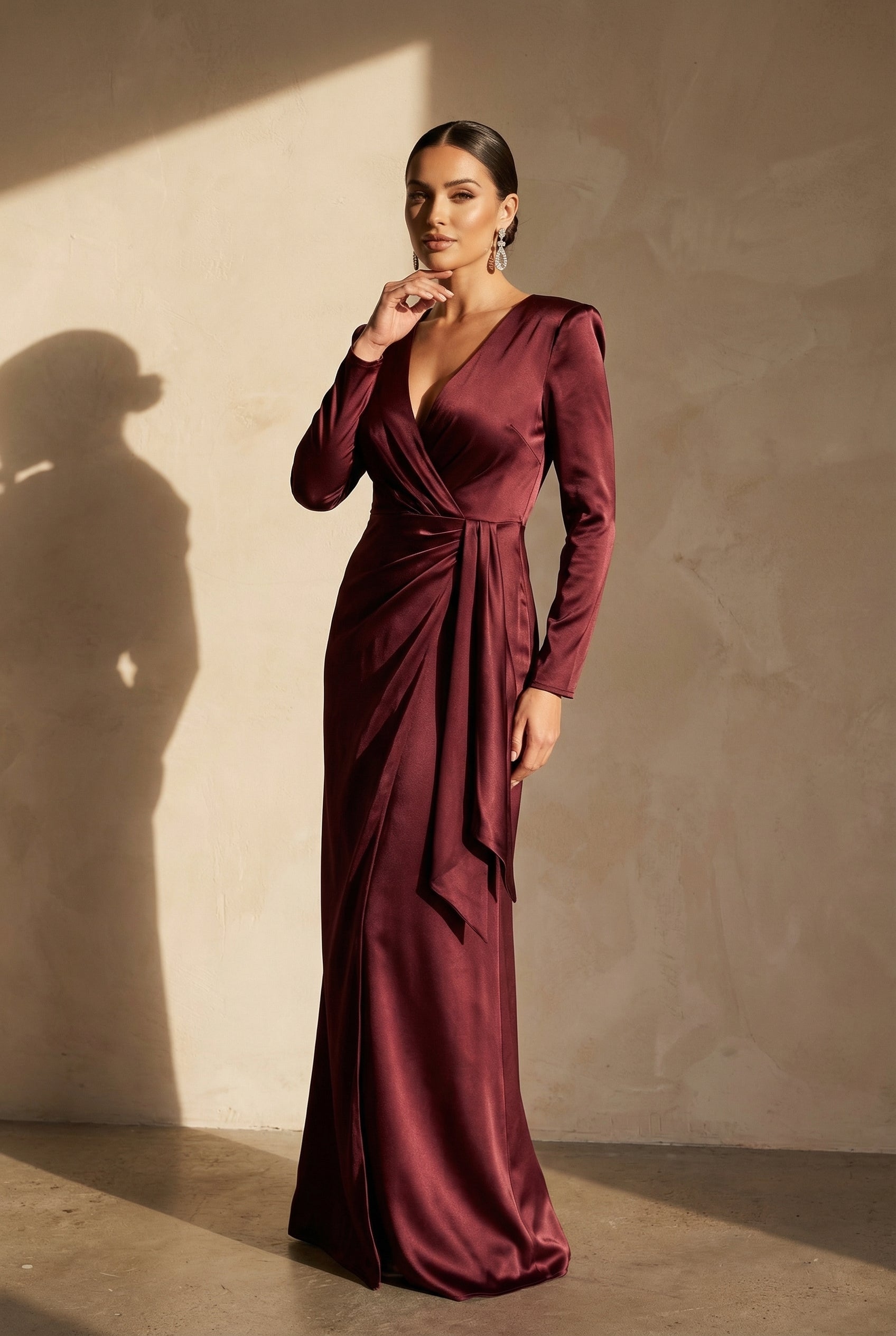 Valentina Satin Wickelkleid mit V-Ausschnitt