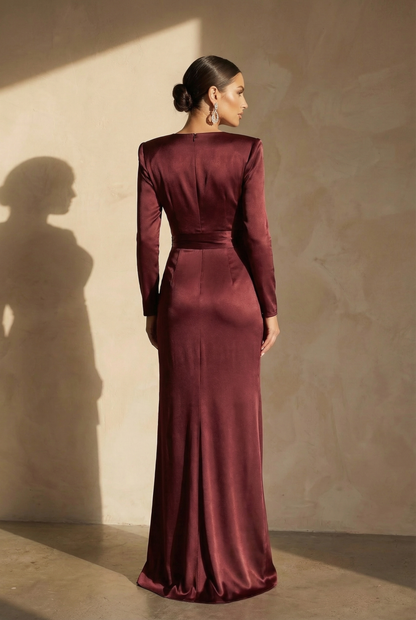 Valentina Satin Wickelkleid mit V-Ausschnitt