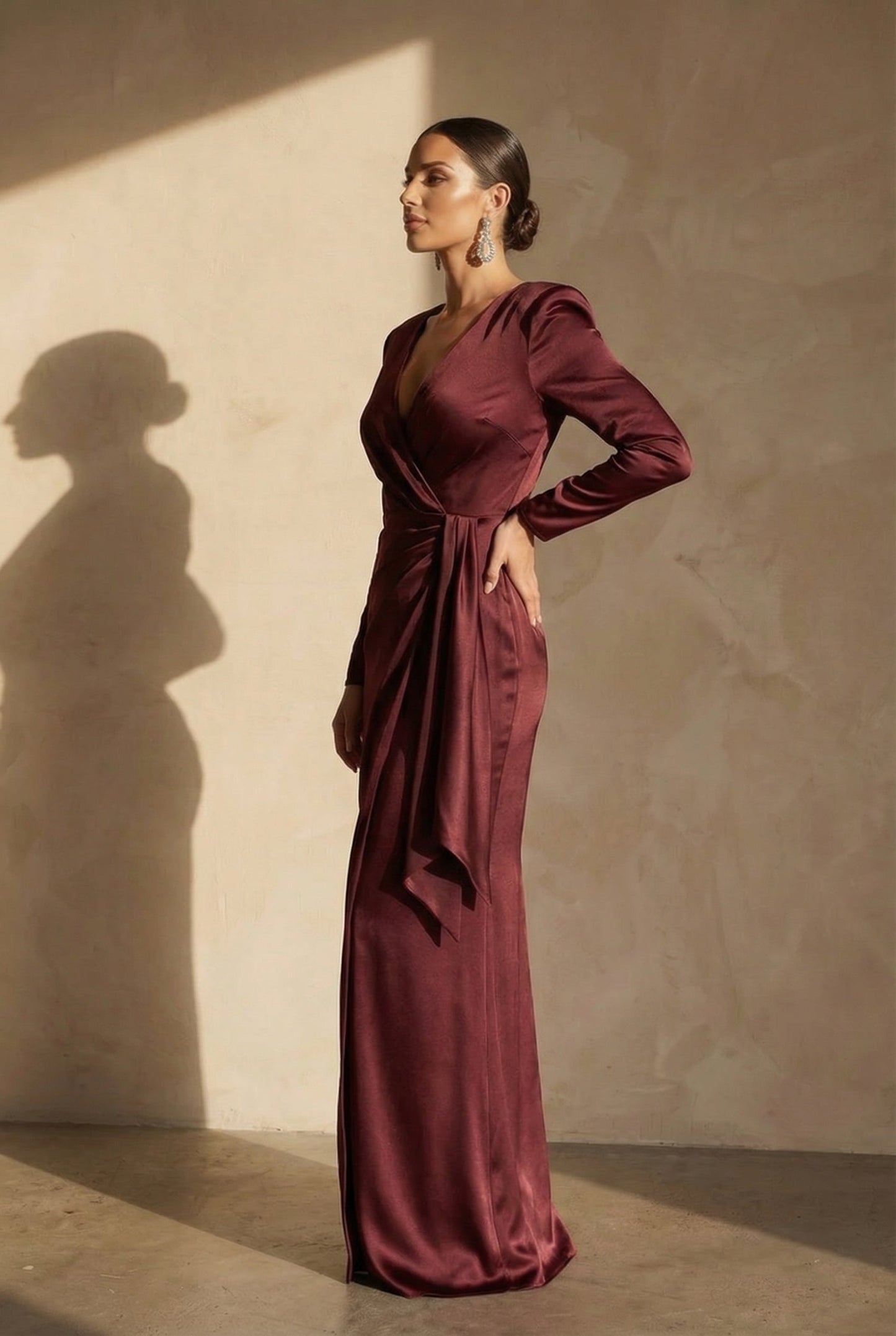 Valentina Satin Wickelkleid mit V-Ausschnitt