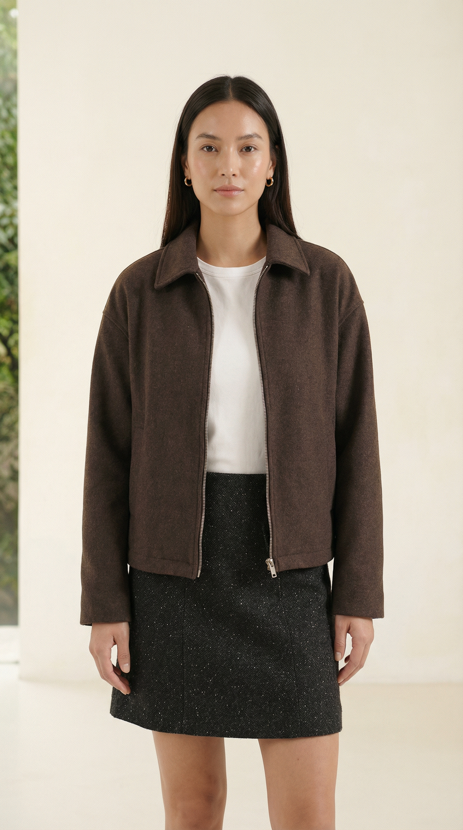Nora Cropped Wolljacke mit Reißverschluss