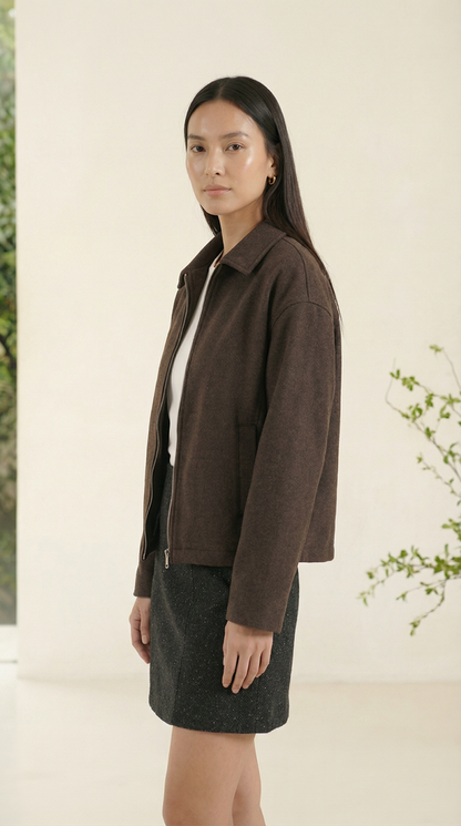 Nora Cropped Wolljacke mit Reißverschluss