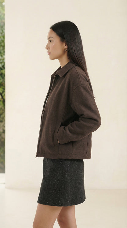 Nora Cropped Wolljacke mit Reißverschluss