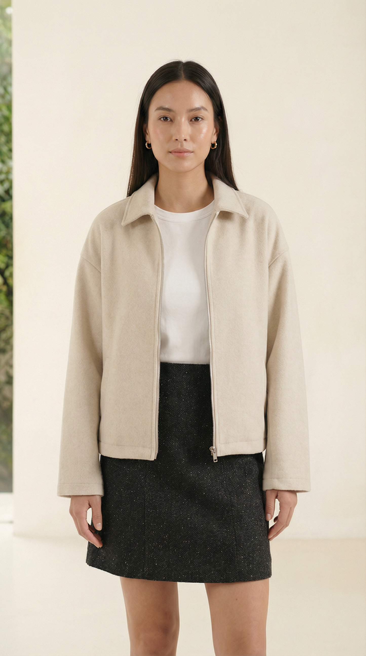 Nora Cropped Wolljacke mit Reißverschluss