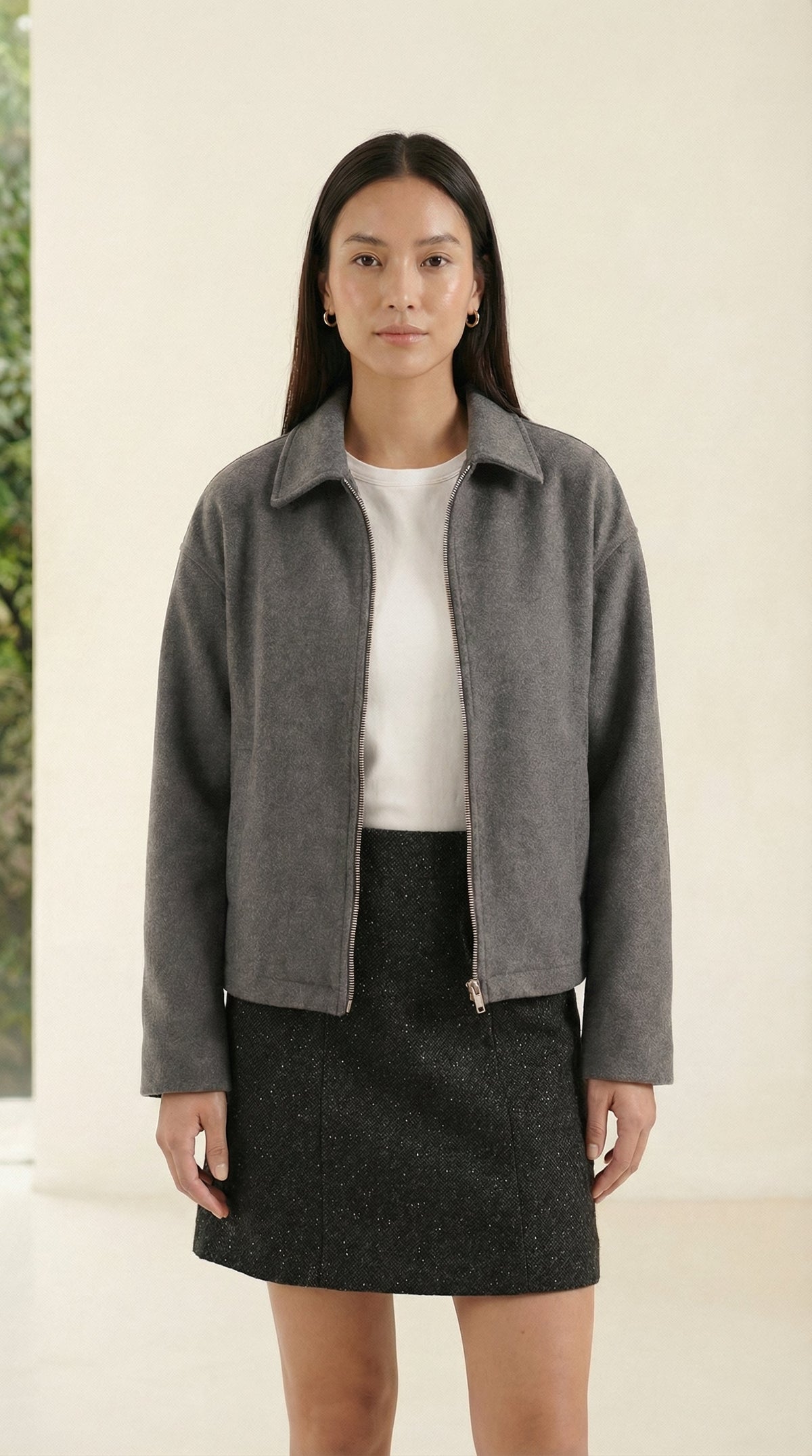 Nora Cropped Wolljacke mit Reißverschluss