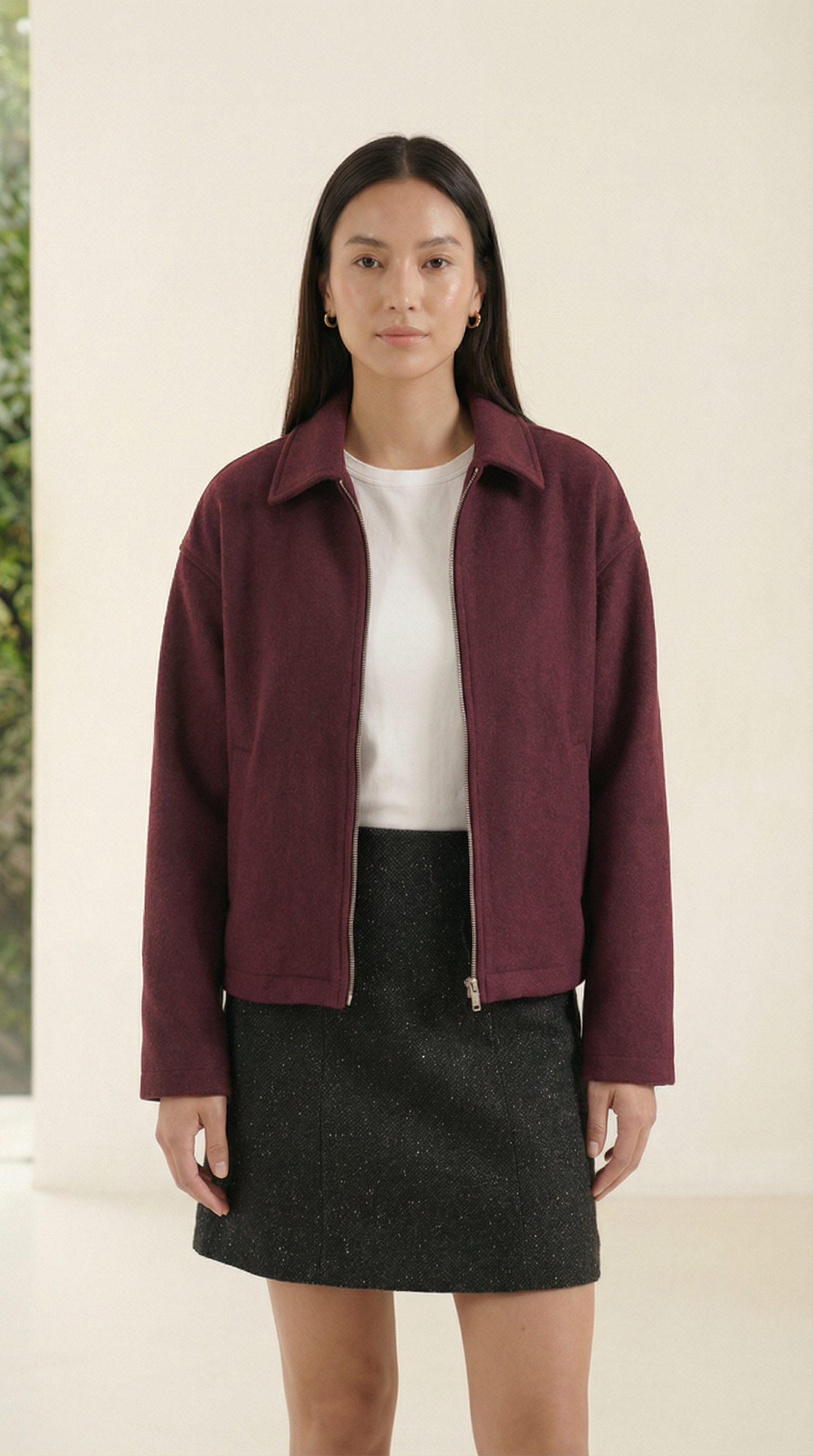 Nora Cropped Wolljacke mit Reißverschluss