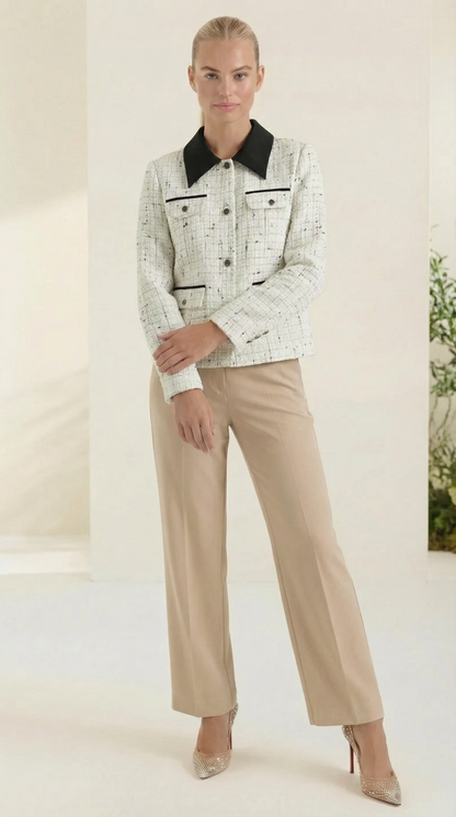 Margaux Tweed-Jacke mit Kontrastkragen