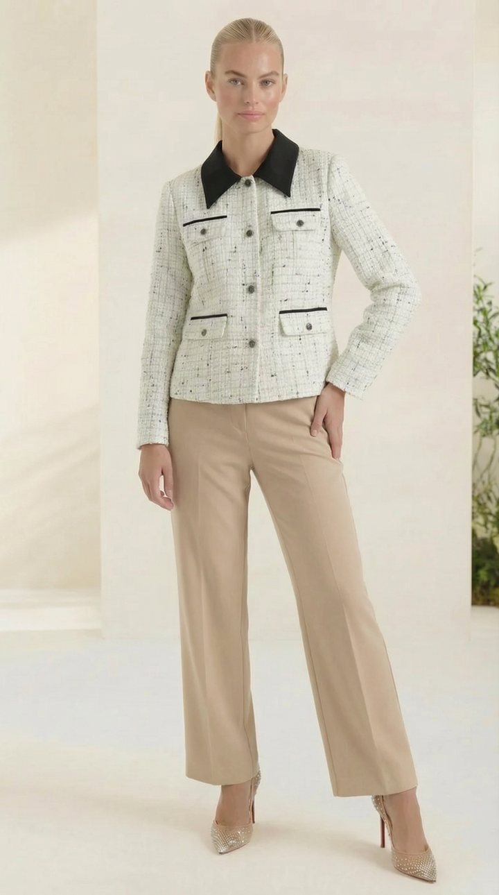 Margaux Tweed-Jacke mit Kontrastkragen