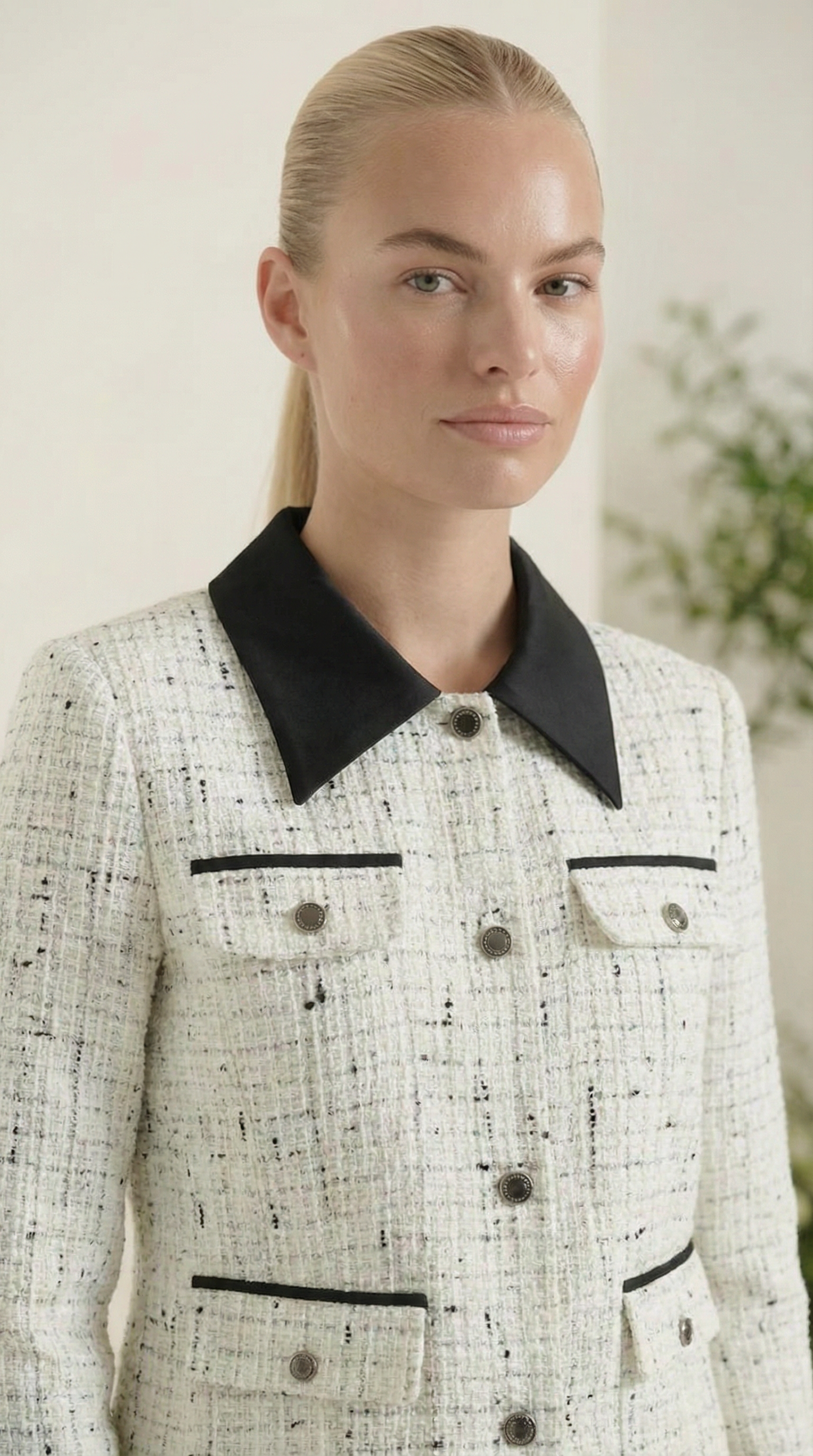 Margaux Tweed-Jacke mit Kontrastkragen