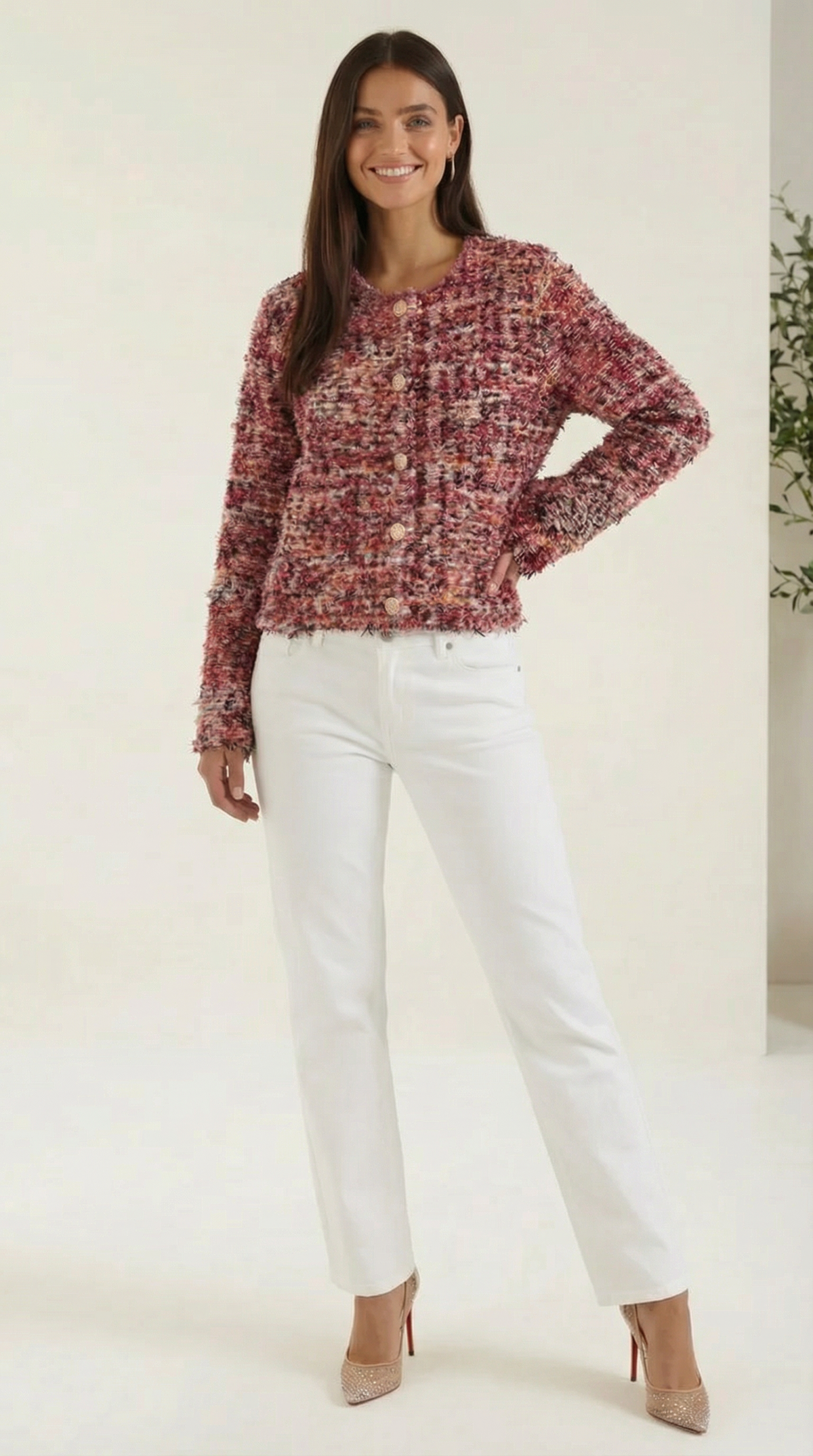 Colette Bouclé-Jacke mit Goldknöpfen