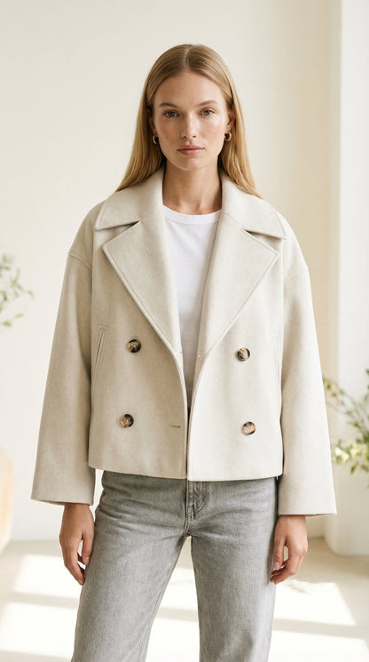 Isabelle Cropped Doppelreiher-Wolljacke