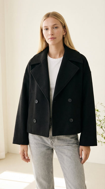 Isabelle Cropped Doppelreiher-Wolljacke