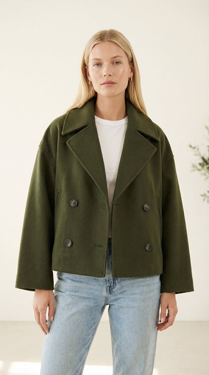 Isabelle Cropped Doppelreiher-Wolljacke