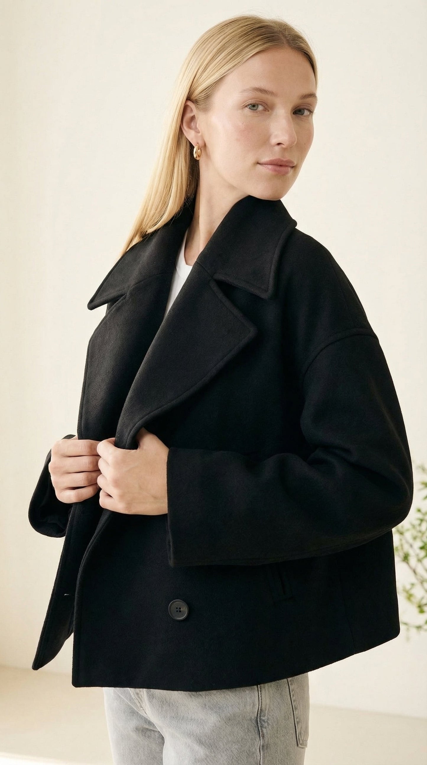 Isabelle Cropped Doppelreiher-Wolljacke