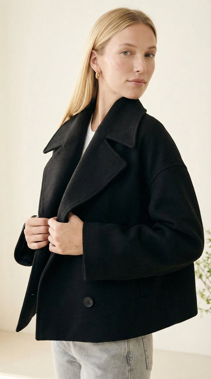 Isabelle Cropped Doppelreiher-Wolljacke