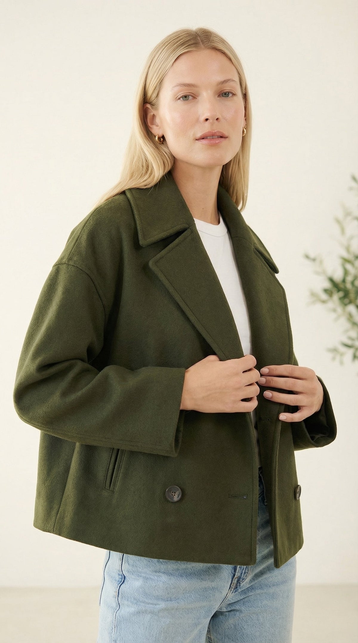 Isabelle Cropped Doppelreiher-Wolljacke