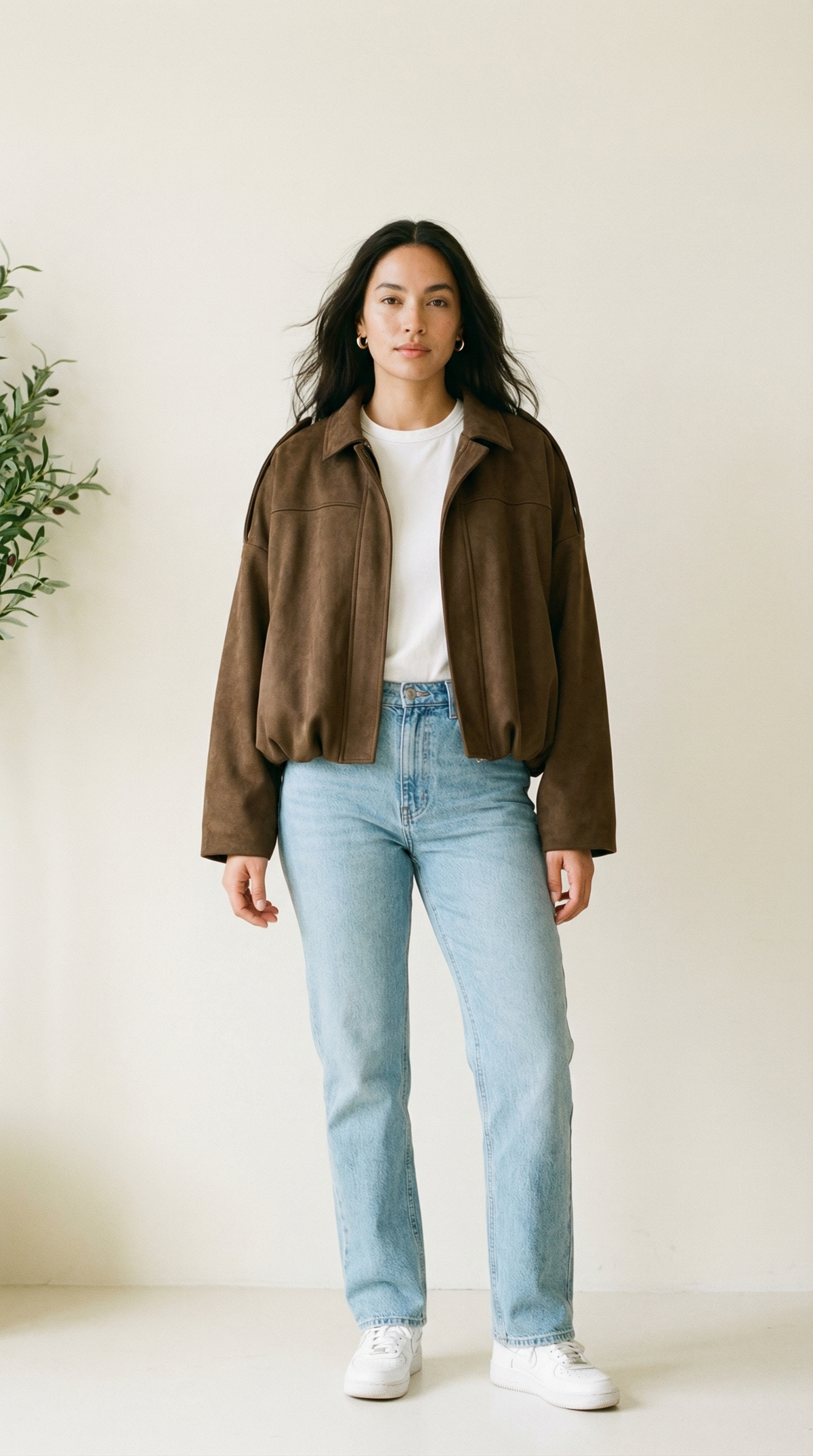 Mila Oversized Cropped Jacke in Wildlederoptik