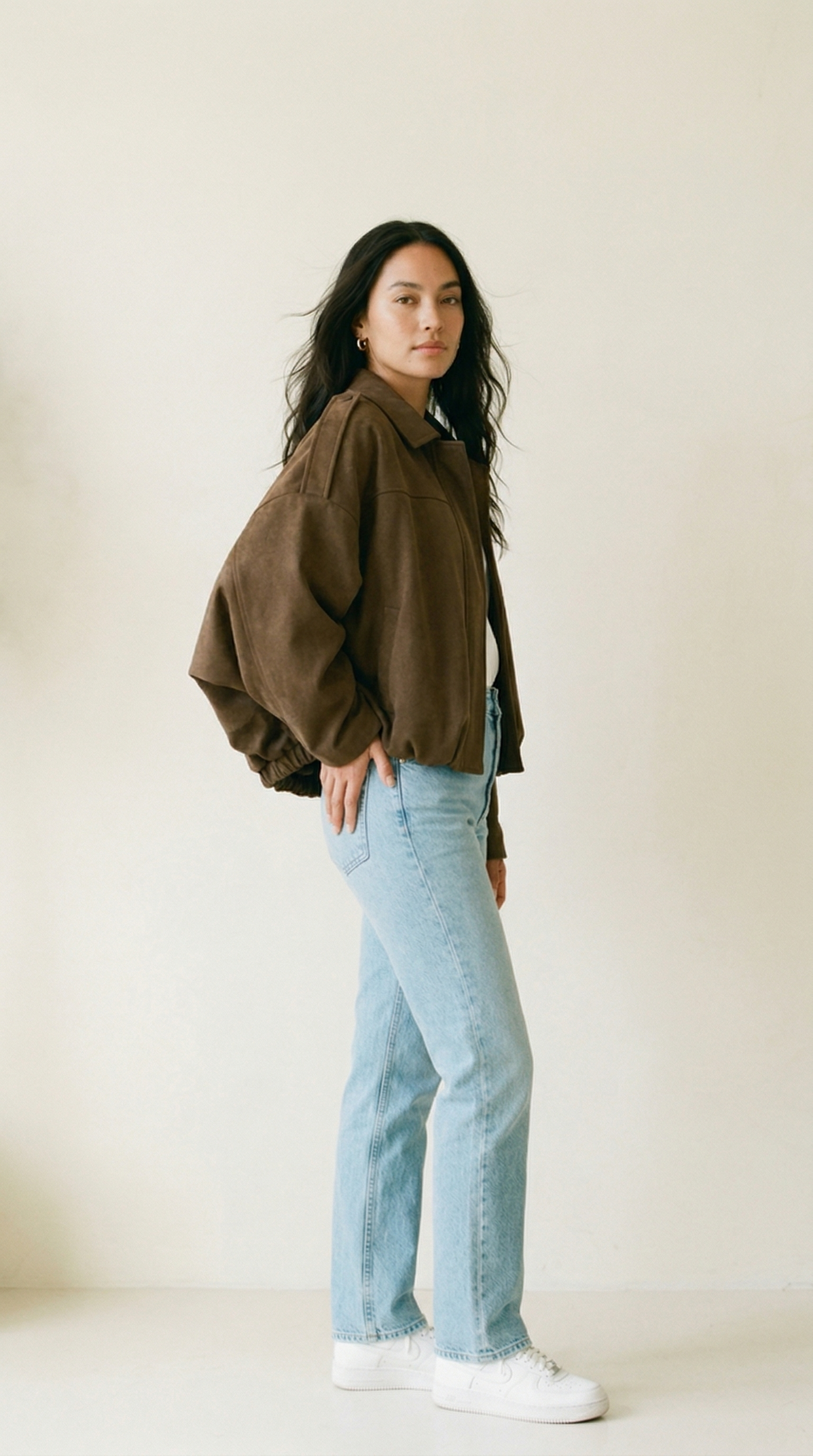 Mila Oversized Cropped Jacke in Wildlederoptik