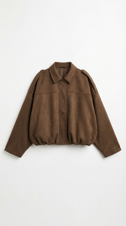 Mila Oversized Cropped Jacke in Wildlederoptik
