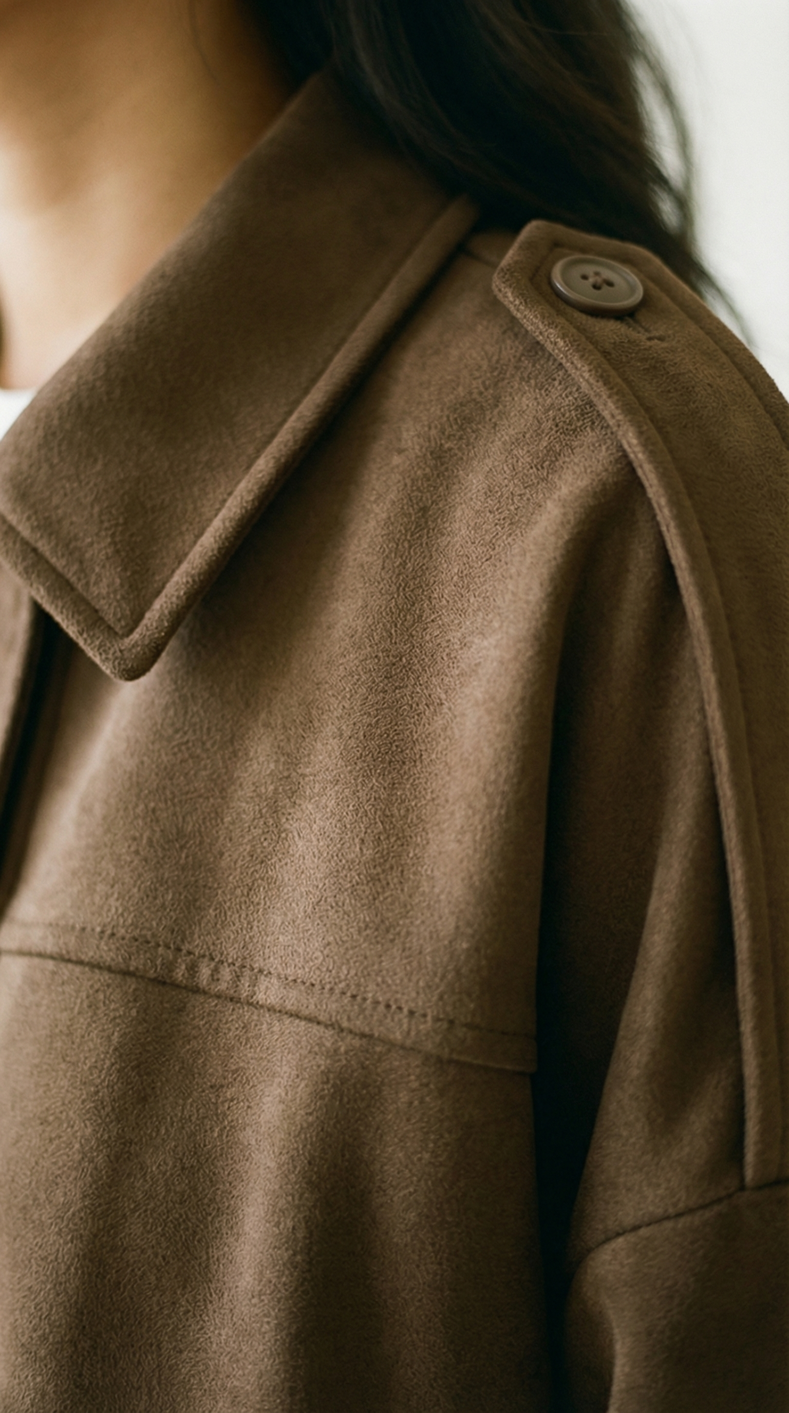 Mila Oversized Cropped Jacke in Wildlederoptik