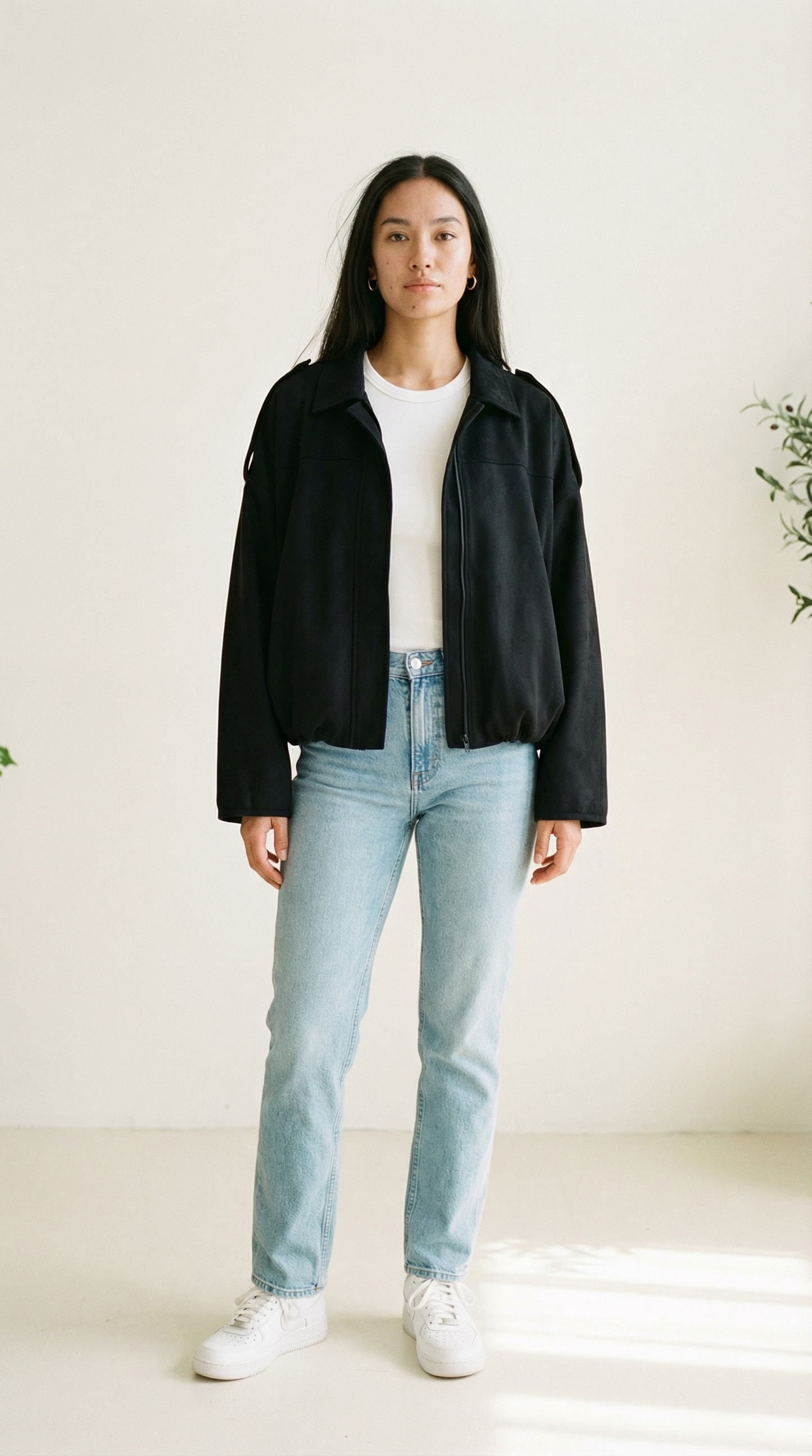 Mila Oversized Cropped Jacke in Wildlederoptik