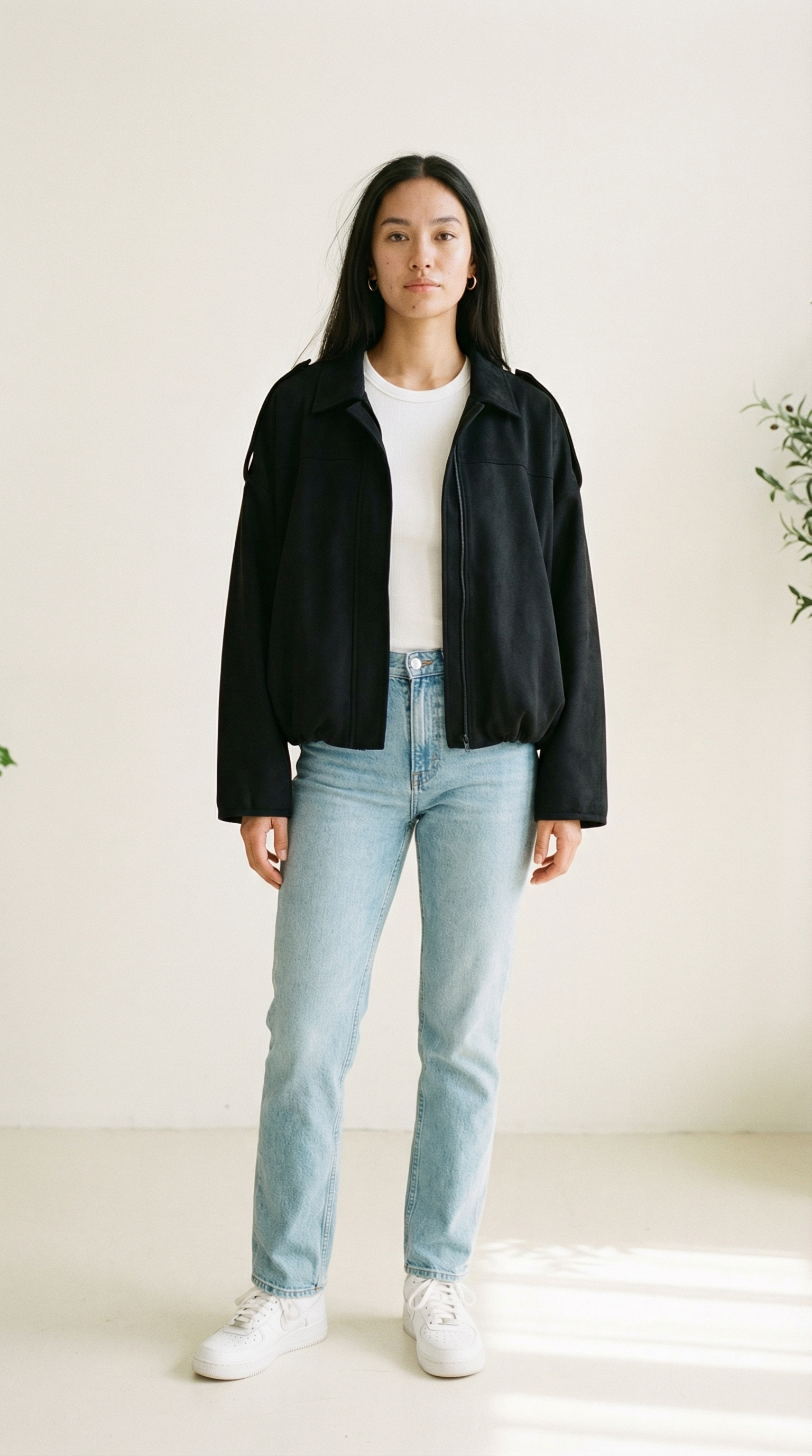 Mila Oversized Cropped Jacke in Wildlederoptik