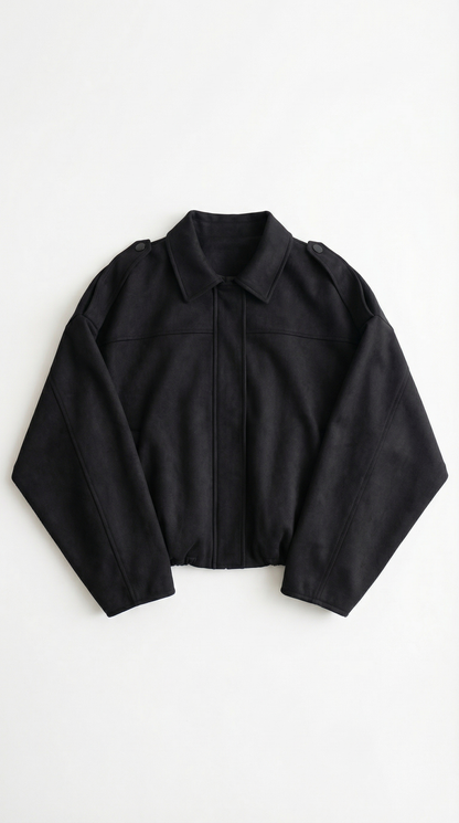 Mila Oversized Cropped Jacke in Wildlederoptik