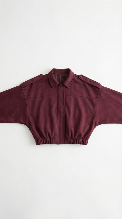 Mila Oversized Cropped Jacke in Wildlederoptik