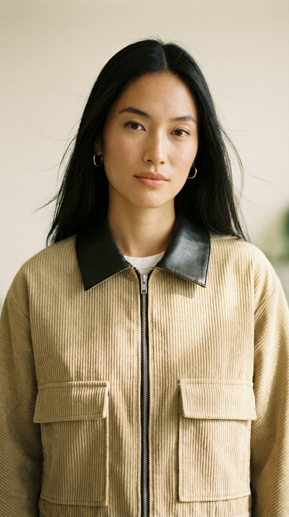 Cleo Cropped Cordjacke mit Kontrastkragen