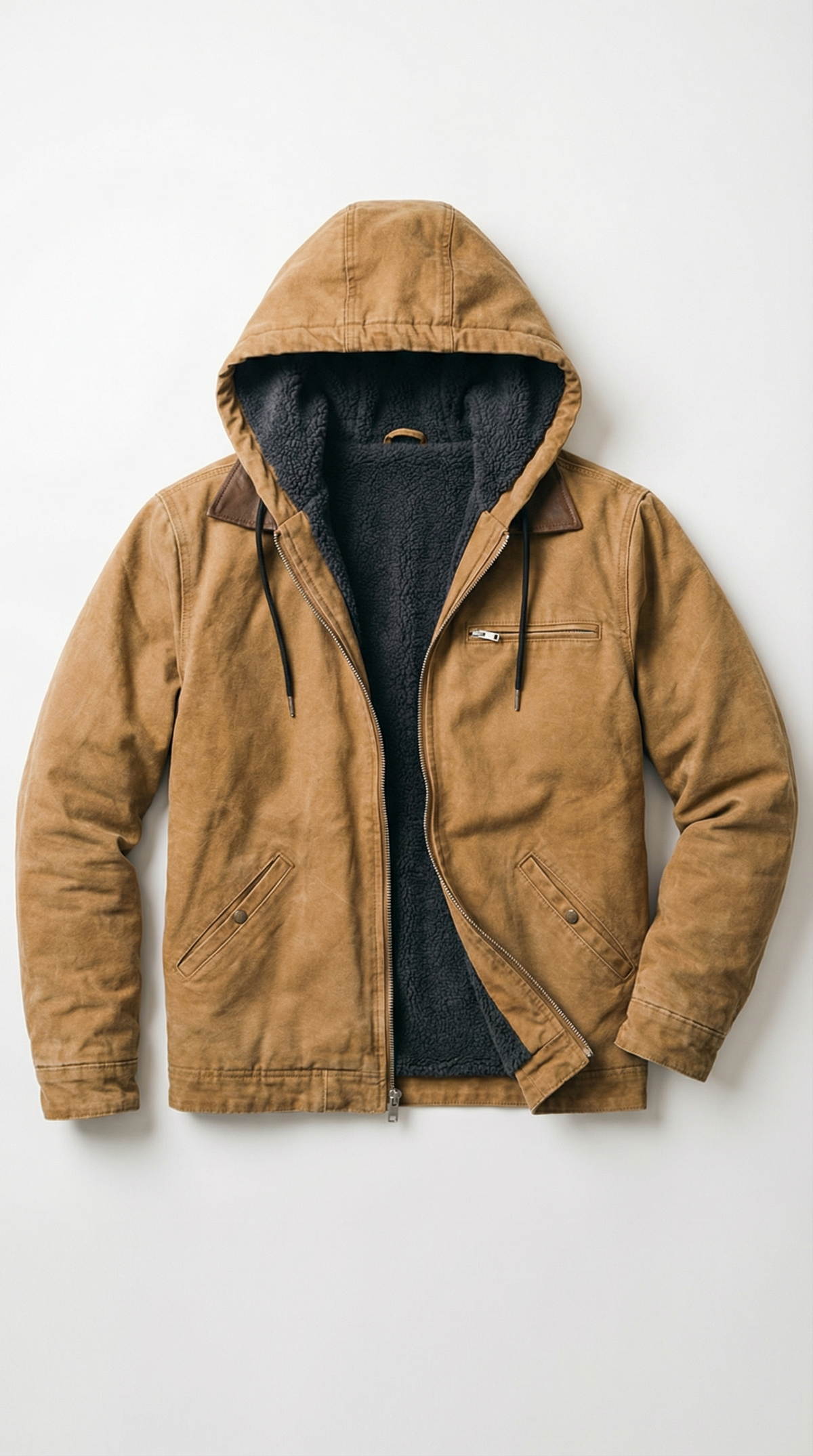 Dante Kapuzenjacke in Wildlederoptik mit Sherpa-Futter