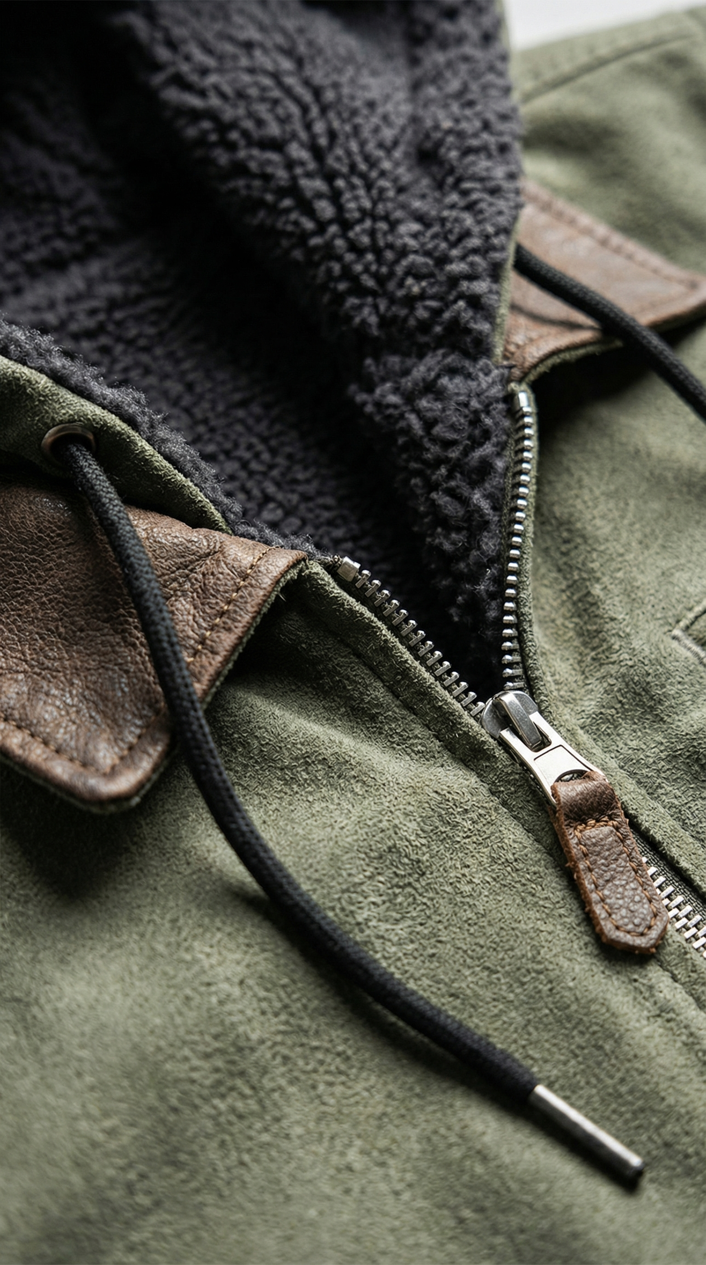 Dante Kapuzenjacke in Wildlederoptik mit Sherpa-Futter