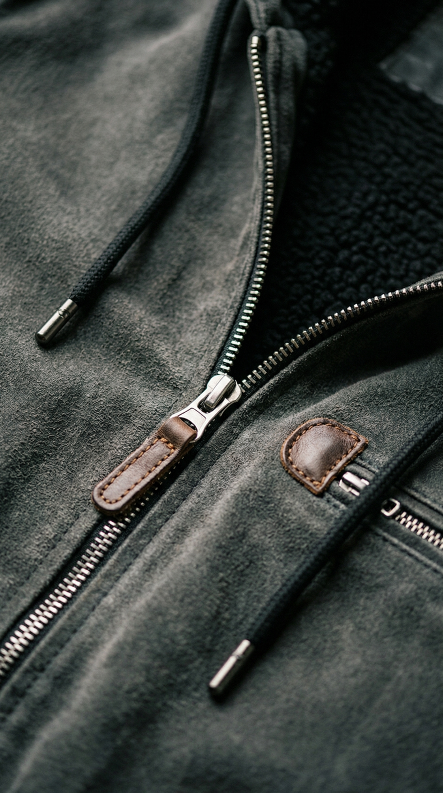 Dante Kapuzenjacke in Wildlederoptik mit Sherpa-Futter