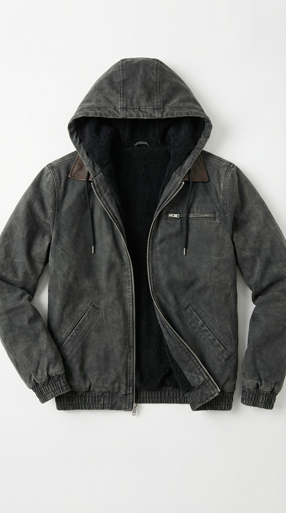 Dante Kapuzenjacke in Wildlederoptik mit Sherpa-Futter
