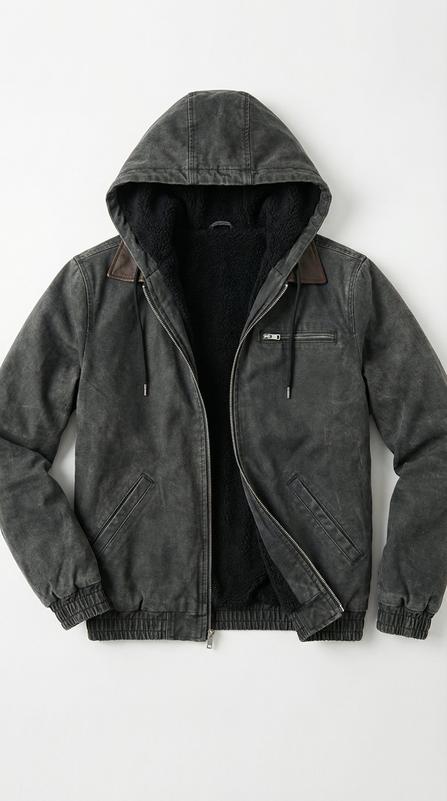 Dante Kapuzenjacke in Wildlederoptik mit Sherpa-Futter