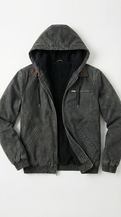 Dante Kapuzenjacke in Wildlederoptik mit Sherpa-Futter