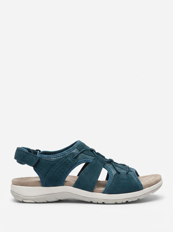 Serena Pink Faux Suede Comfort Sandals — Blue