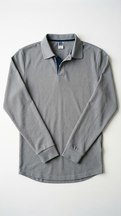 Marcello – Herren-Langarm-Poloshirt mit Kontrastdetail