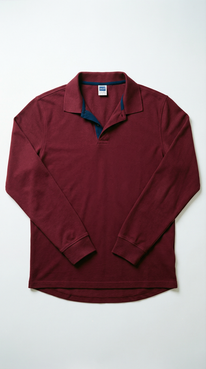 Marcello – Herren-Langarm-Poloshirt mit Kontrastdetail