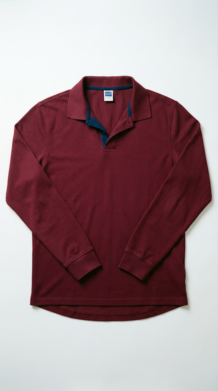 Marcello Long-Sleeve Polo Shirt — Red