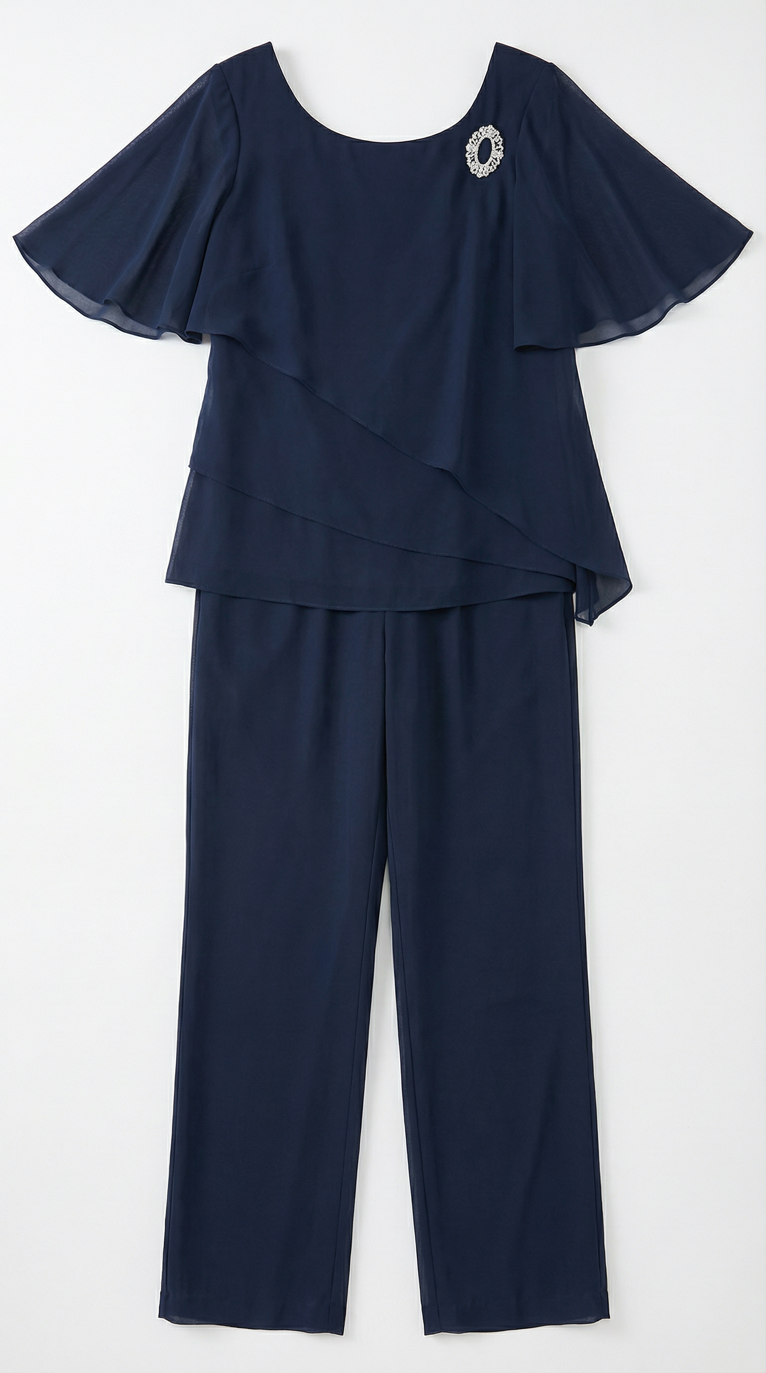 Elisabetta – Festlicher Damen-Chiffon-Zweiteiler mit Schmuckbrosche