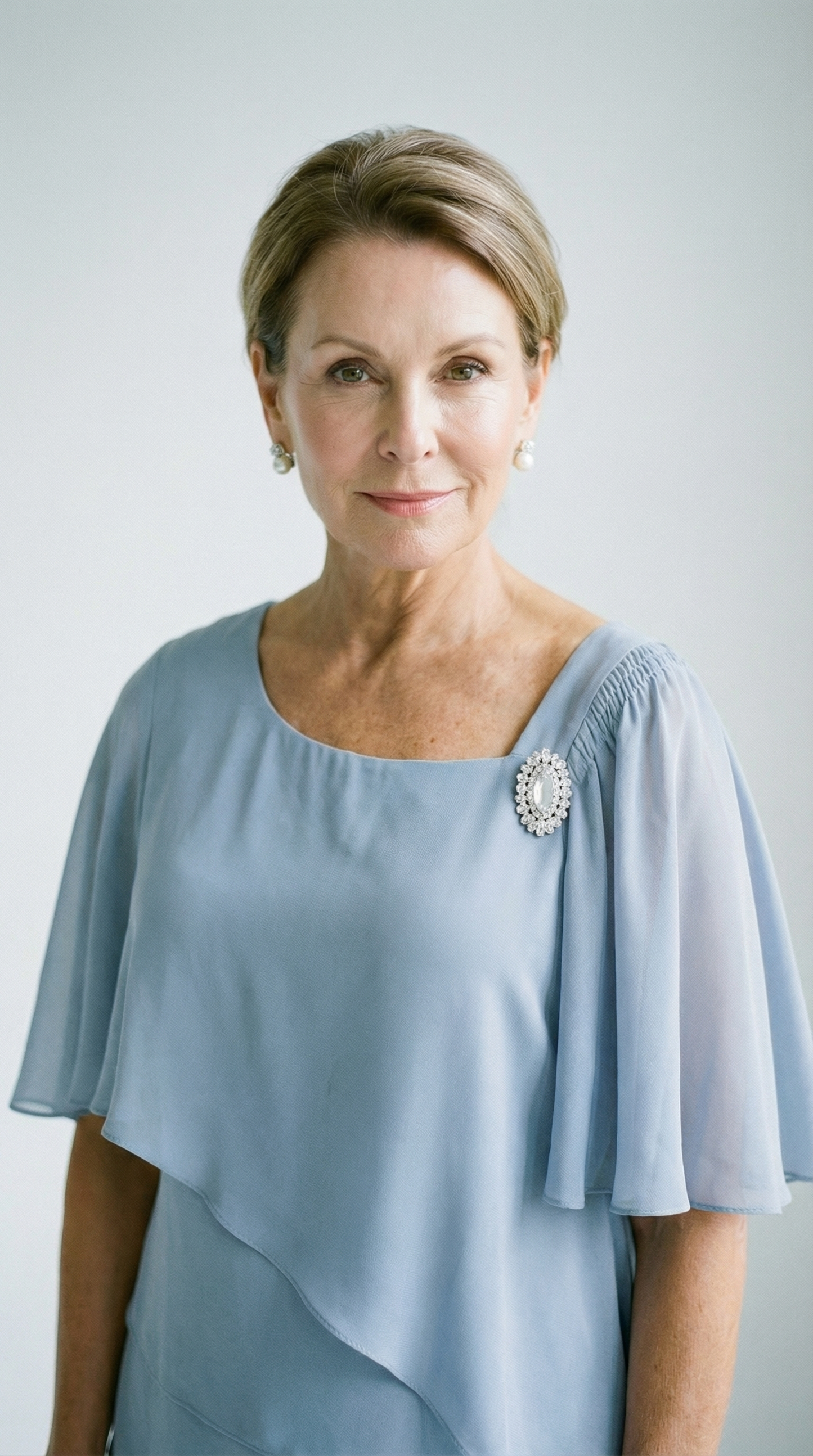 Elisabetta – Festlicher Damen-Chiffon-Zweiteiler mit Schmuckbrosche